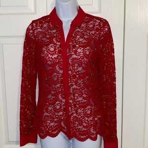 Express Red Lace Blouse